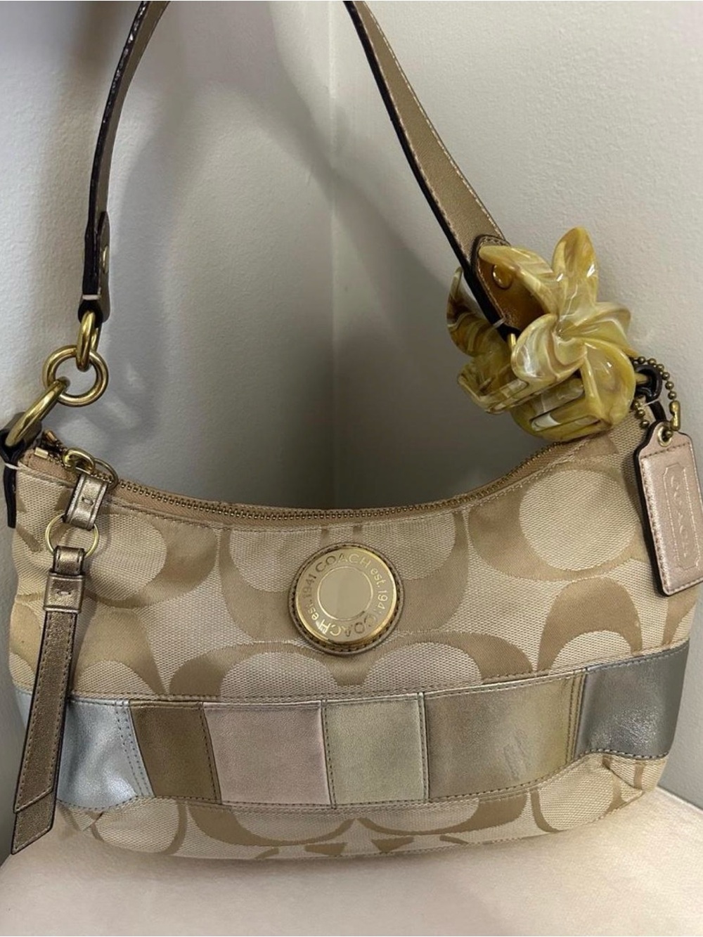 Vintage Coach striped signature canvas